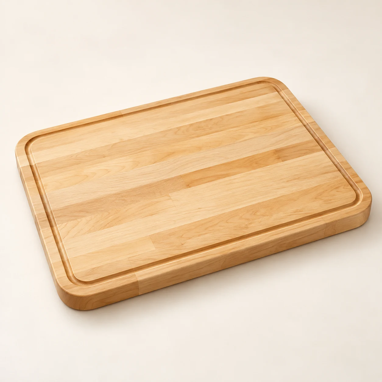 Evergreen Carving Board, natural rubberwood juice groove board